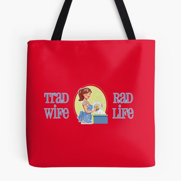 Item preview, Trad Wife Rad Life (Blue on Red) designed and sold by PawsitiveMum3.