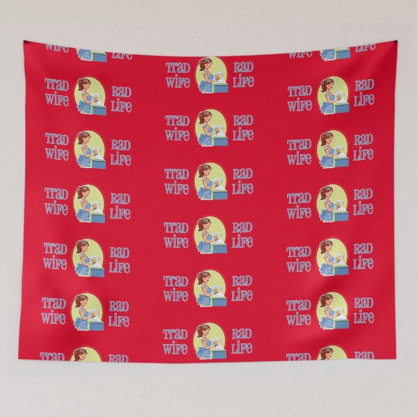 Item preview, Trad Wife Rad Life (Blue on Red) designed and sold by PawsitiveMum3.