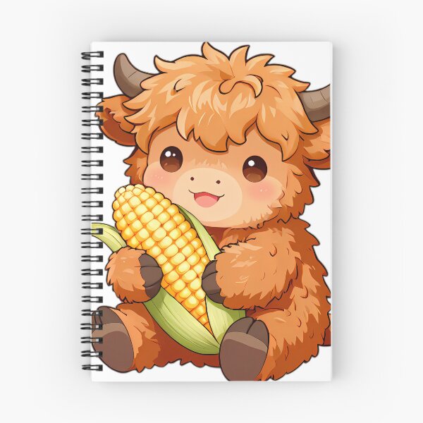 Item preview, Cute Baby Highland Cow with Harvest Corn Cob designed and sold by pumsquare.