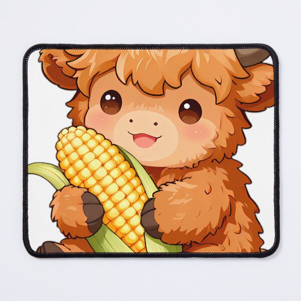 Item preview, Cute Baby Highland Cow with Harvest Corn Cob designed and sold by pumsquare.