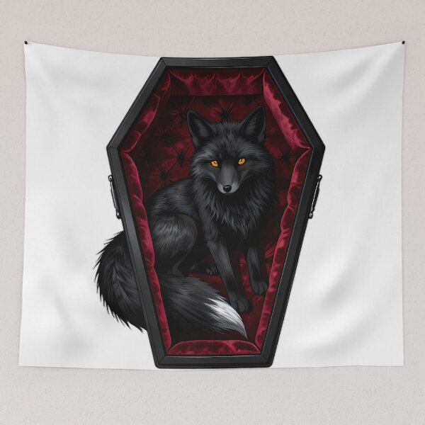 Item preview, Gothic Black Fox Crimson Coffin designed and sold by IllumeInk.