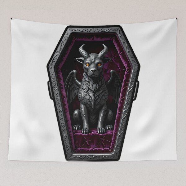 Item preview, Gothic Gargoyle Pup Velvet Coffin designed and sold by IllumeInk.
