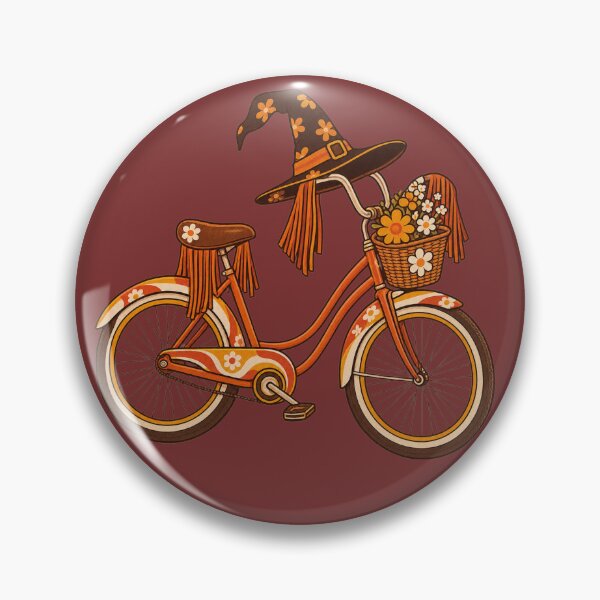 Item preview, Retro 1970s Witch Fringe Bicycle Art – Groovy Vintage Halloween Print designed and sold by MagicMakerPh.