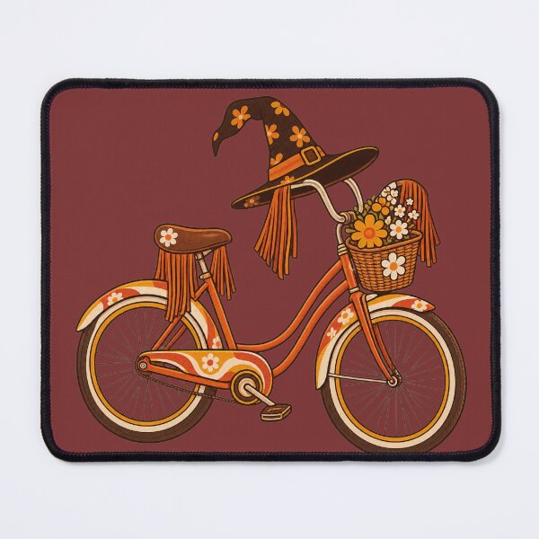 Item preview, Retro 1970s Witch Fringe Bicycle Art – Groovy Vintage Halloween Print designed and sold by MagicMakerPh.