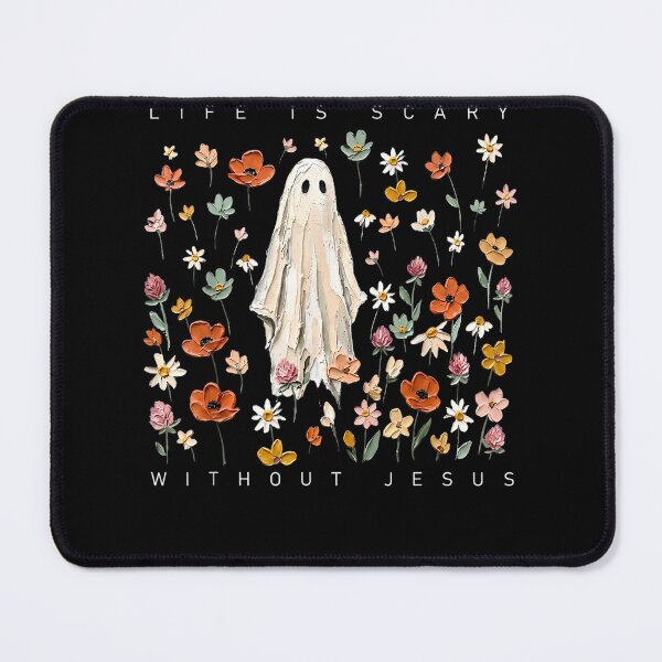 Item preview, Life is Scary Without Jesus Ghost Floral Christian Halloween designed and sold by PeggyGilligan.