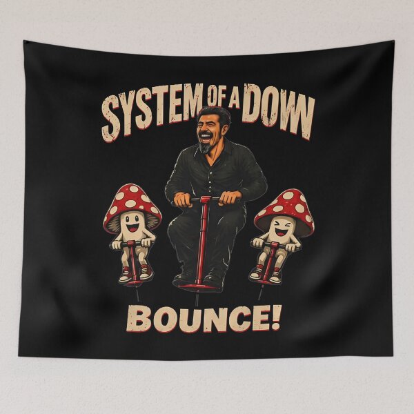 Item preview, System of a Down - SOAD Album Merch - System Of A Down Bounce - Band Logo Mushroom Pogo Illustration designed and sold by SanemUart.