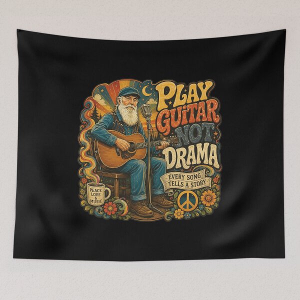 Item preview, Play Guitar Not Drama Vintage Musician Art designed and sold by JENNIFFFER.