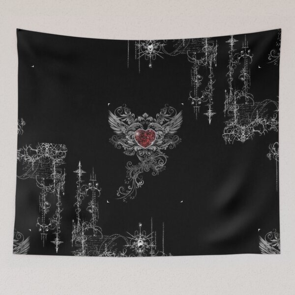Item preview, Cyber Sigilism Dark Heart - 2000s Y2K Gothic Aesthetic Tribal Tattoo designed and sold by BrontesWhimsyStore.