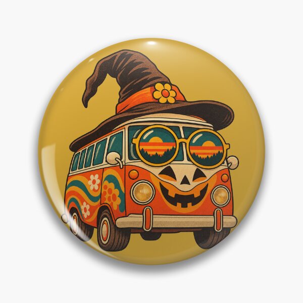 Item preview, Retro 1970s Witch Hat Vintage Van Art – Groovy Vintage Halloween Print designed and sold by MagicMakerPh.