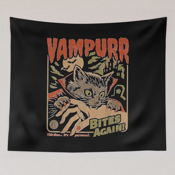 Item preview, Vampurr Bites Again! Funny Cat Halloween Vintage Graphic designed and sold by Suzu Comena.