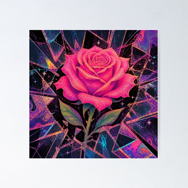 Item preview, Neon Rose Among Shattered Glass designed and sold by EmpoweredEchoesSpirit.