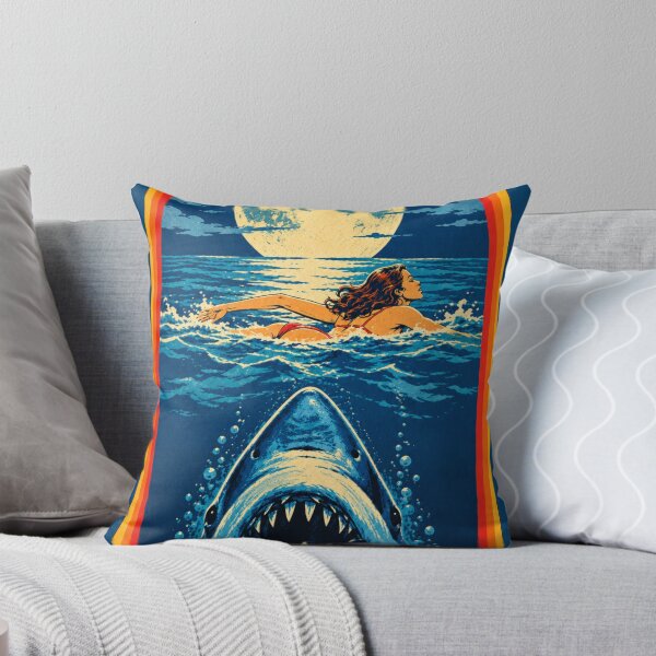 Item preview, Vintage 1970s Shark Attack Horror Poster | Retro Ocean Full Moon designed and sold by lapart.