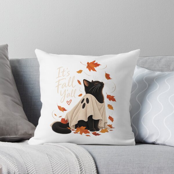 Item preview, Black Cat & Ghost Best Friends – Cozy Halloween Autumn designed and sold by meme2525.