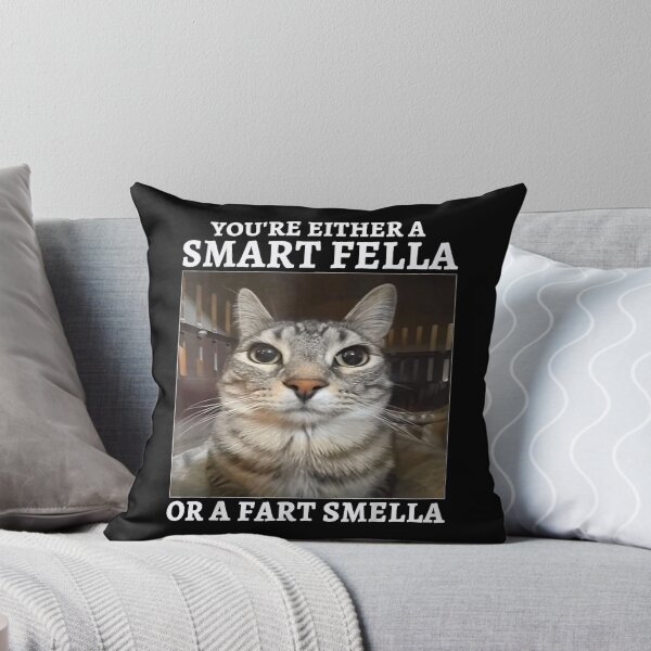 Item preview, You're Either a Smart Fella or a Fart Smella Funny Cat Meme designed and sold by NguboNorento.