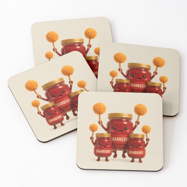 Item preview, Cute Cranberry Jar Cheerleaders | Kawaii Thanksgiving Fun Art designed and sold by Moons Studio.