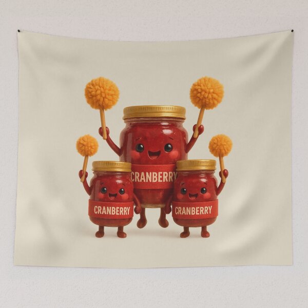 Item preview, Cute Cranberry Jar Cheerleaders | Kawaii Thanksgiving Fun Art designed and sold by Moons Studio.