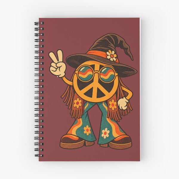 Item preview, Retro 1970s Witch Fringe Peace Sign Art – Groovy Vintage Halloween Print designed and sold by MagicMakerPh.