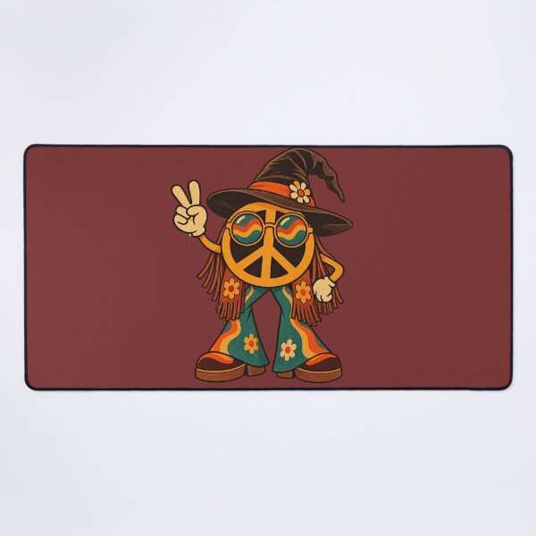 Item preview, Retro 1970s Witch Fringe Peace Sign Art – Groovy Vintage Halloween Print designed and sold by MagicMakerPh.