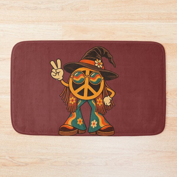 Item preview, Retro 1970s Witch Fringe Peace Sign Art – Groovy Vintage Halloween Print designed and sold by MagicMakerPh.