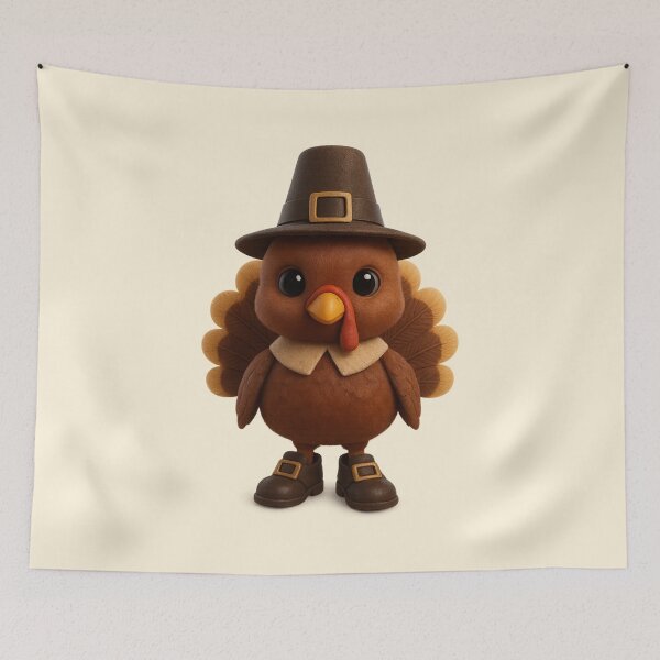 Item preview, Cute Pilgrim Turkey | Kawaii Thanksgiving Cartoon Character Art designed and sold by Moons Studio.