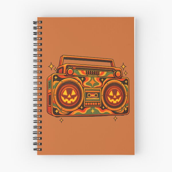 Item preview, Retro 1970s Psychedelic Jack-o-Lantern Boombox Halloween Print designed and sold by MagicMakerPh.