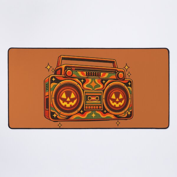 Item preview, Retro 1970s Psychedelic Jack-o-Lantern Boombox Halloween Print designed and sold by MagicMakerPh.