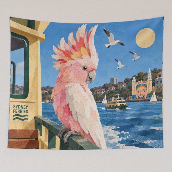 Item preview, Major Mitchell Cockatoo Sails Sydney Harbour designed and sold by LittleDreamsCo.