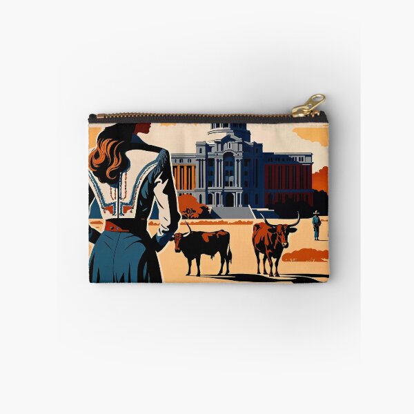 Item preview, Texas Poster, Retro Cowgirl Travel Wall Art With Longhorns And Capitol designed and sold by ShopieHome.