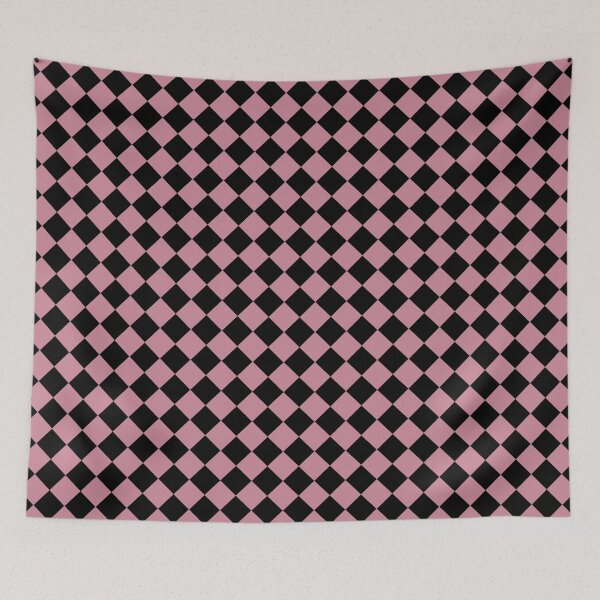 Item preview, Checker Diamond Pattern Pink Black designed and sold by ArtbyDebbieC.