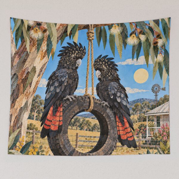 Item preview, Swinging Black Cockatoos designed and sold by LittleDreamsCo.