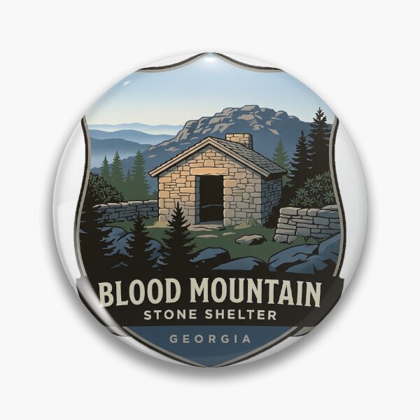Item preview, Blood Mountain Stone Shelter Georgia Crest Sticker designed and sold by DetourDgn.