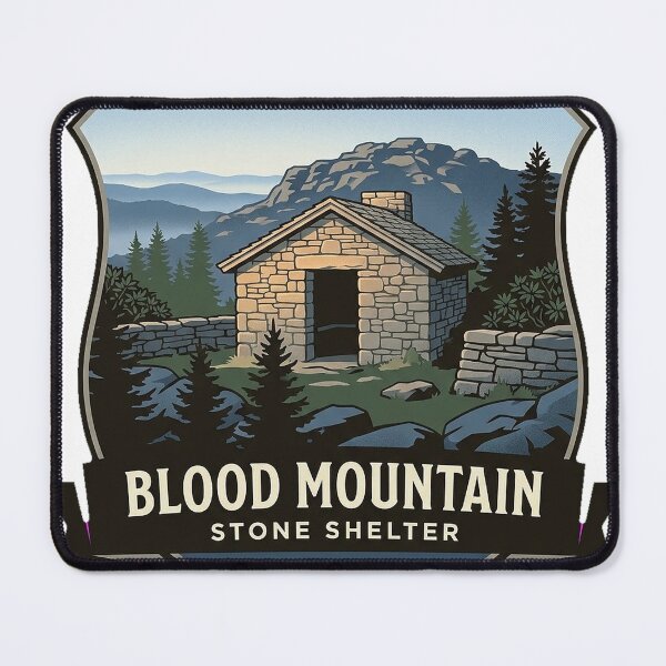 Item preview, Blood Mountain Stone Shelter Georgia Crest Sticker designed and sold by DetourDgn.