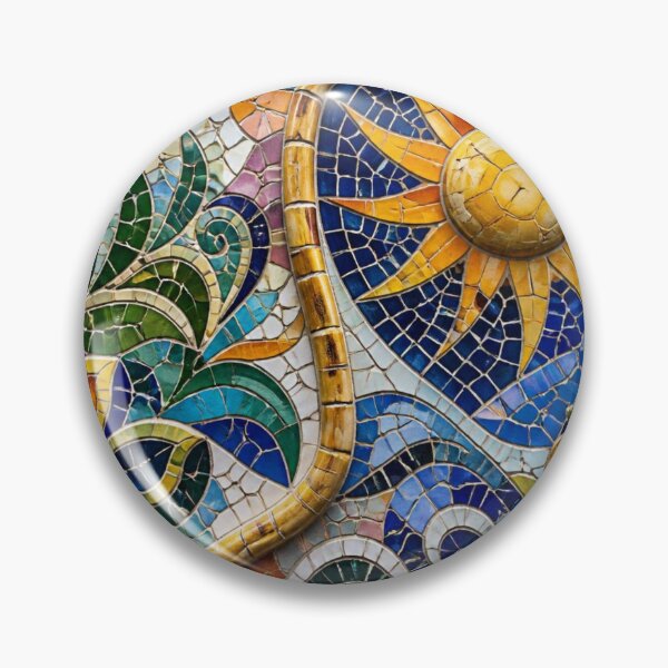 Item preview, Gaudi Park Guell Mosaic Spanish Flowers Trencadís Art designed and sold by GrinGalore.
