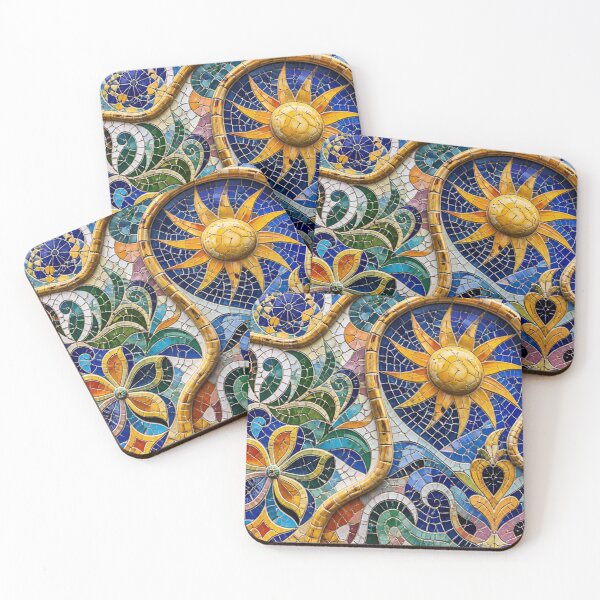 Item preview, Gaudi Park Guell Mosaic Spanish Flowers Trencadís Art designed and sold by GrinGalore.