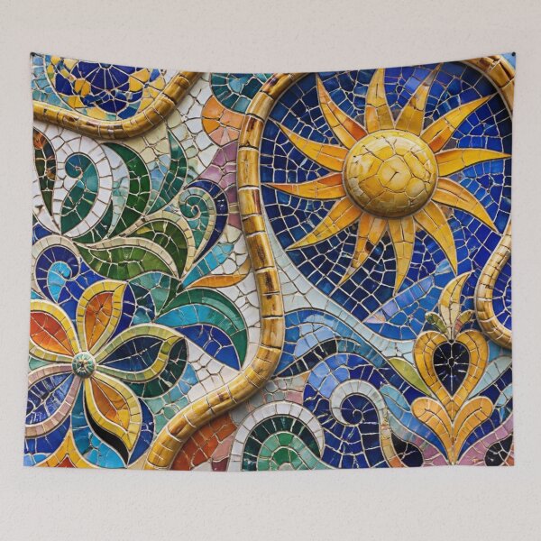 Item preview, Gaudi Park Guell Mosaic Spanish Flowers Trencadís Art designed and sold by GrinGalore.