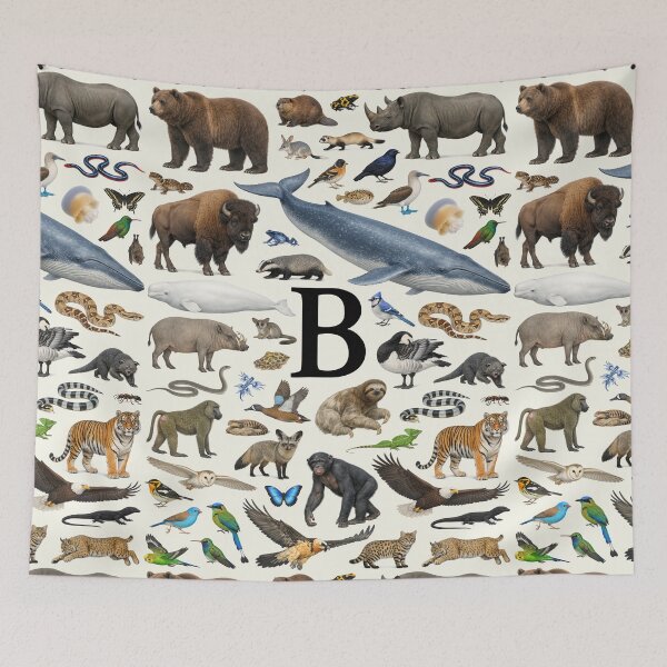 Item preview, Letter B Animal Alphabet Retro Identification Chart designed and sold by kakarikihill.