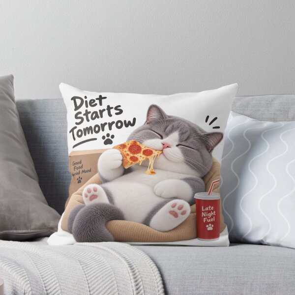 Item preview, Diet Starts Tomorrow – Cute Late Night Pizza Cat designed and sold by HoloHugDesigns.