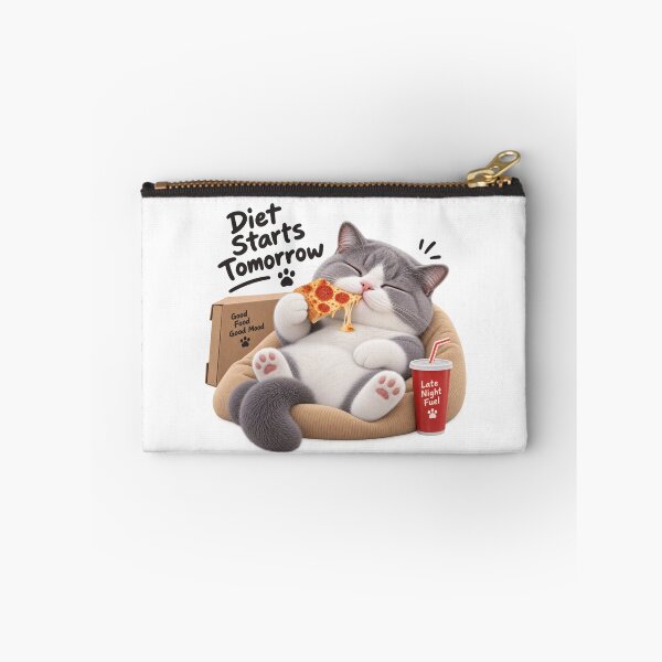 Item preview, Diet Starts Tomorrow – Cute Late Night Pizza Cat designed and sold by HoloHugDesigns.