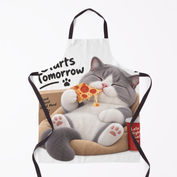 Item preview, Diet Starts Tomorrow – Cute Late Night Pizza Cat designed and sold by HoloHugDesigns.