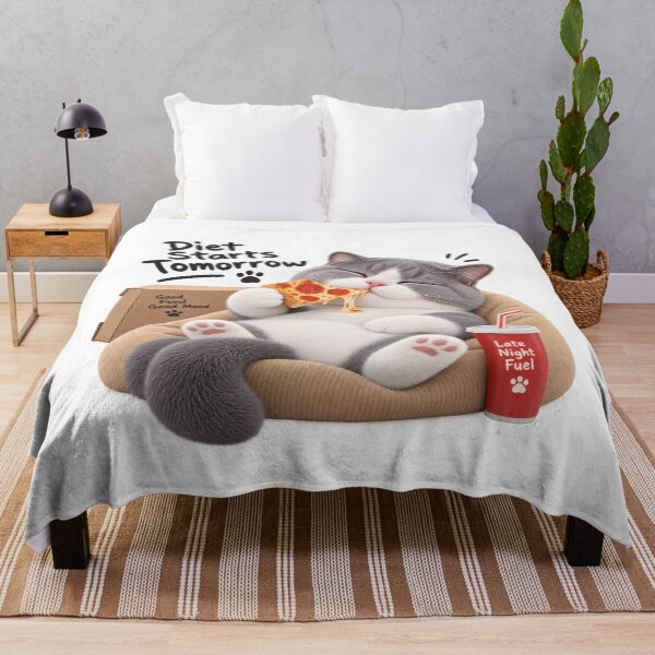 Item preview, Diet Starts Tomorrow – Cute Late Night Pizza Cat designed and sold by HoloHugDesigns.