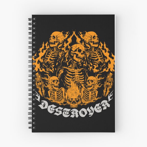 Item preview, Destroyer Flaming Skulls T-Shirt | Skeleton Fire Graphic Tee | Heavy Metal Rock Band Shirt designed and sold by baretyas.