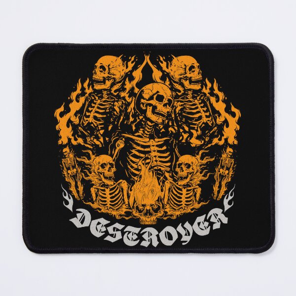 Item preview, Destroyer Flaming Skulls T-Shirt | Skeleton Fire Graphic Tee | Heavy Metal Rock Band Shirt designed and sold by baretyas.