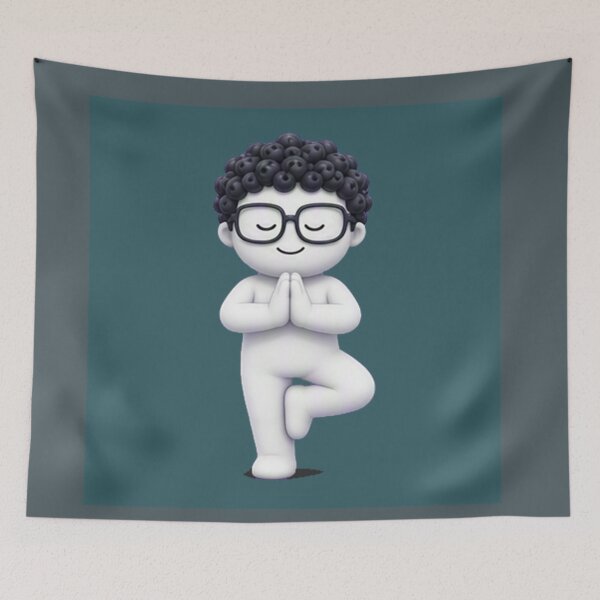 Item preview, Cute 3D boy doing yoga tree pose designed and sold by wonghong.