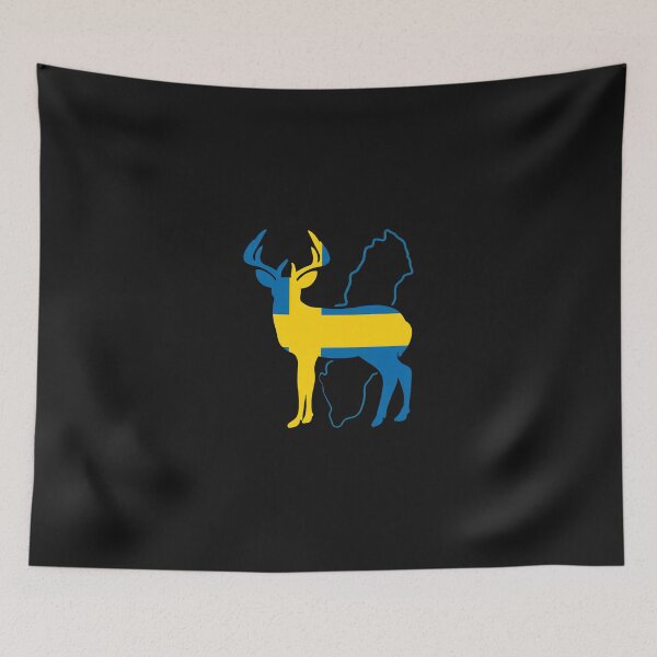 Item preview, Swedish Flag Deer Sweden Outline Art- designed and sold by YarningsandYear.