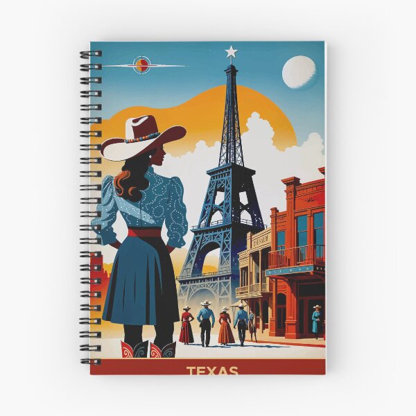 Item preview, Vintage Texas Art Poster, Paris Cowgirl Scene, Western Travel Design designed and sold by ShopieHome.