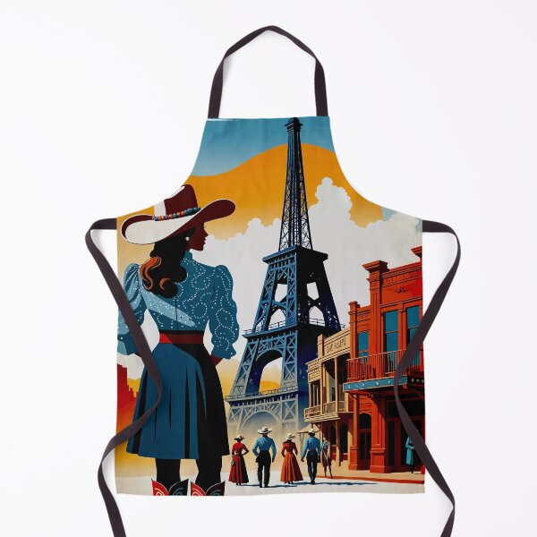 Item preview, Vintage Texas Art Poster, Paris Cowgirl Scene, Western Travel Design designed and sold by ShopieHome.
