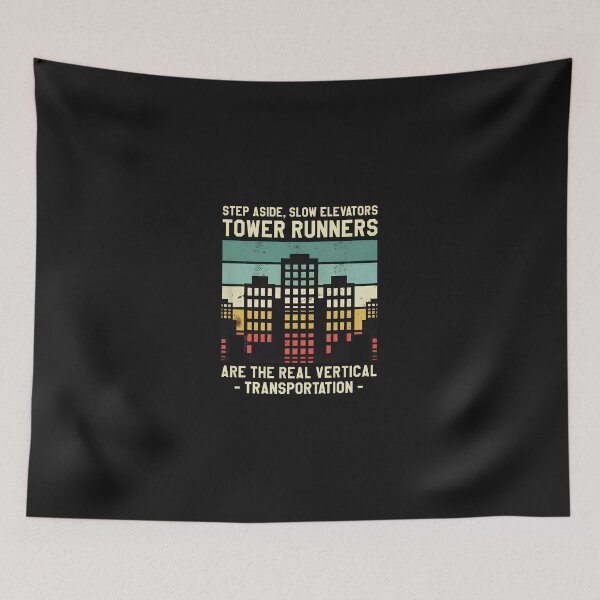 Item preview, Tower Runners Vertical Transportation Retro designed and sold by YarningsandYear.