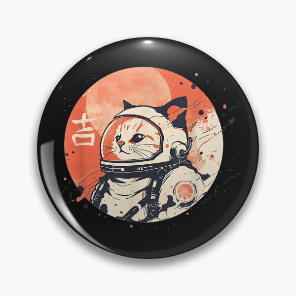 Item preview, Japanese Minimalist 1950s Retro Space Cat Good Luck Kanji designed and sold by denzelqfhho.