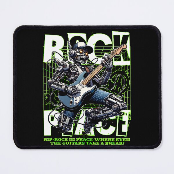Item preview, Rock Peace T-Shirt, Robot Skeleton Guitarist Tee, Funny Rock Music Shirt, Cyberpunk Graphic Tee, Musician Gift Shirt designed and sold by vec4u.
