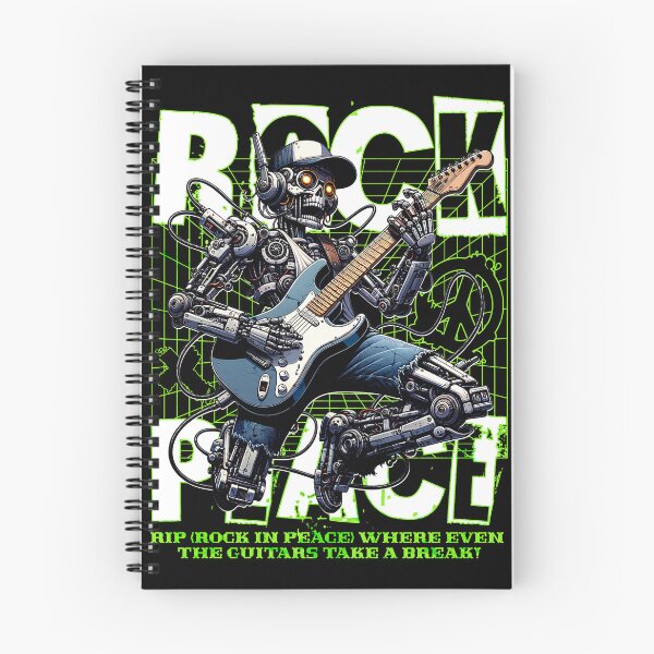Item preview, Rock Peace T-Shirt, Robot Skeleton Guitarist Tee, Funny Rock Music Shirt, Cyberpunk Graphic Tee, Musician Gift Shirt designed and sold by vec4u.